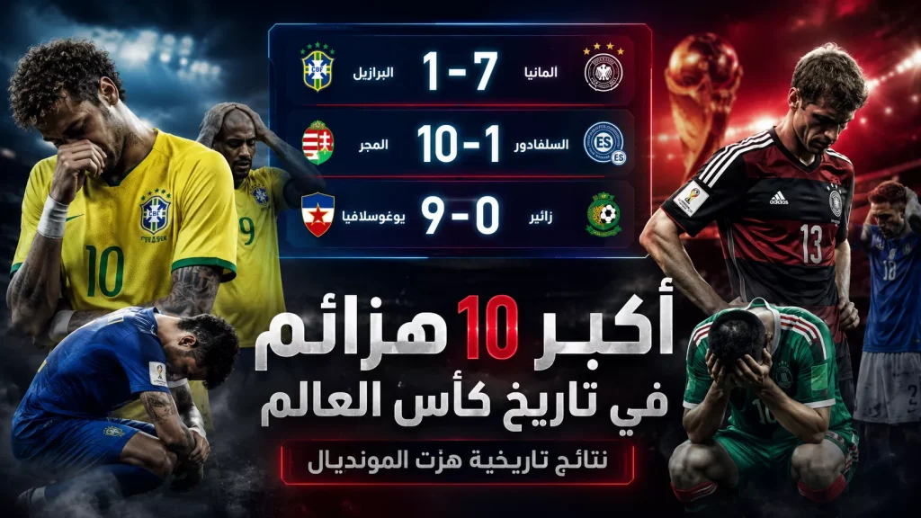 أكبر هزائم كأس العالم - أكبر 10 هزائم في تاريخ كأس العالم: من صدمة البرازيل إلى رباعيات ت…